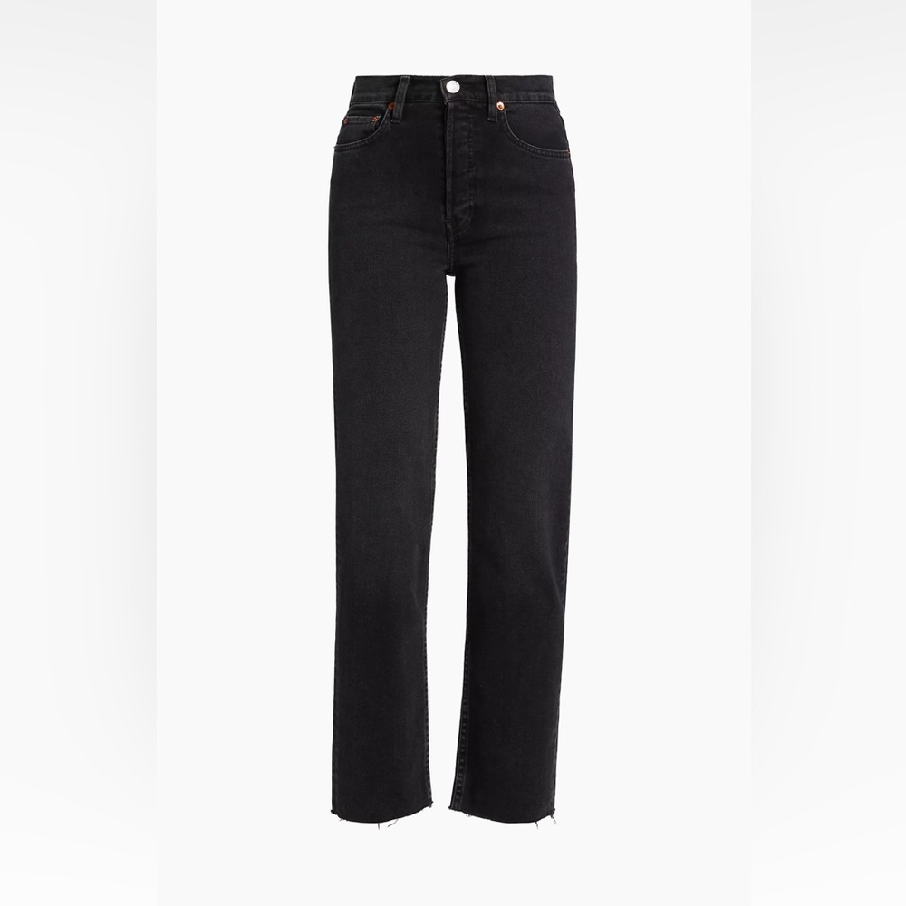 Redone black straight jeans raw hem 🖤